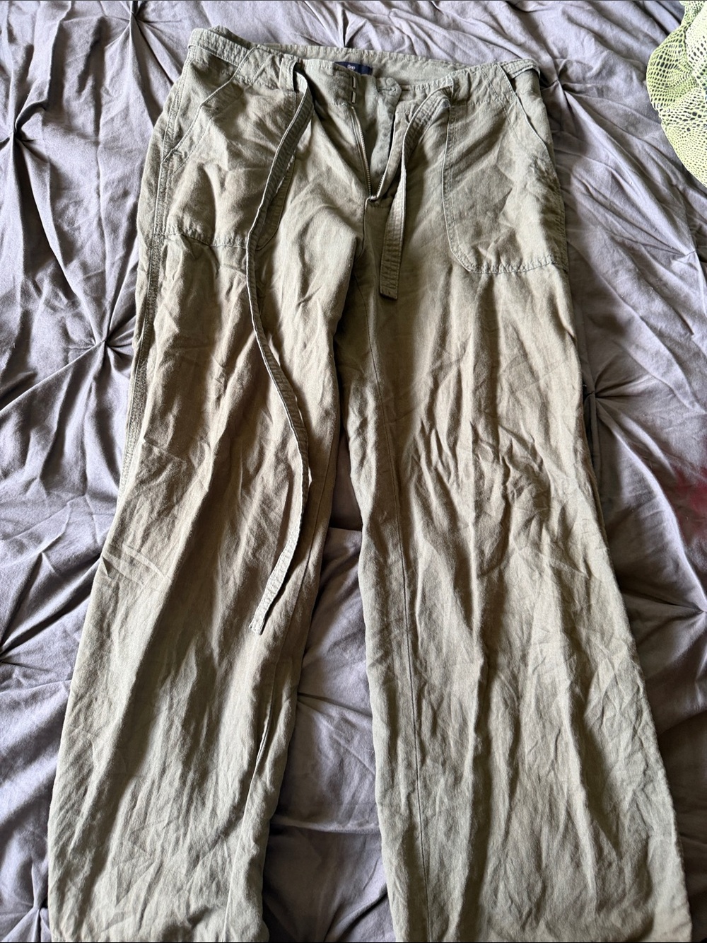 GAP Wide Leg Drawstring Pants in Olive